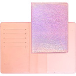 Обложка для паспорта "deVENTE. Shiny" 10x14 см, искусственная кожа с металлизированной фактурой, отстрочка, 5 отделений для визиток, в пластиковом пакете с европодвесом, розовая