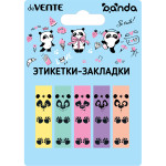 Набор самоклеящихся этикеток-закладок "deVENTE. Panda" пластиковые с дизайном, 45x12 мм, 5x20 листов, 5 дизайнов, в картонном блистере и пластиковом пакете с европодвесом