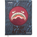 Дневник "deVENTE. Shark Attack" универсальный блок, офсет 1 краска, белая бумага 80 г/м², твердая обложка из искусственной кожи с поролоном, аппликация, цветная печать, отстрочка, 1 ляссе