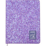 Дневник "deVENTE. Glitter. Lilac" универсальный блок, офсет 1 краска, белая бумага 80 г/м2, твердая обложка из искусственной кожи с блёстками, аппликация, тиснение фольгой, 1 ляссе