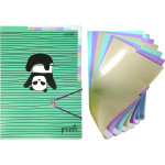 Папка с резинкой с 6-ю отделениями "deVENTE. Panda" A4 (235x320x30 мм) 600 мкм, фактура "песок" внутренние карманы 160 мкм в 3 пастельных цветах, индивидуальная упаковка