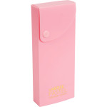 Пенал "deVENTE. Pastel" 20x7,4x2,7 см, прямоугольный, выдвижной, на кнопке, пластик 650 мкм, фактура "песок" непрозрачный розовый, в пластиковом пакете