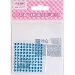 Стразы самоклеящиеся "deVENTE. Heart" акриловые, размер 4 мм, карточка 60x60 мм, голубые, 100 шт в пластиковом пакете с блистерным подвесом