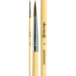 Кисть живописная "Attomex" колонок № 09 круглая, деревянная ручка, индивидуальная маркировка