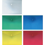 Папка-конверт на кнопке "deVENTE" B5 (209x282 мм) 180 мкм, полупрозрачная ассорти (полупрозрачная, красная, синяя, зеленая, желтая)