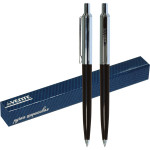 Ручка шариковая подарочная "deVENTE" d=1 мм, черным корпусом и хромированными элементами, сменный стержень, в подарочной коробке, синие чернила