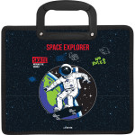 Папка для тетрадей, ИЗО и технологии "deVENTE. Space Explorer" A4 (34,5x30,5x10 см) с текстильным расширением 10 см, на молнии сверху, пластик 400 мкм, пластиковые ручки